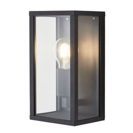 Alders 1 Light Glass Panel Outdoor Wall Light - Black