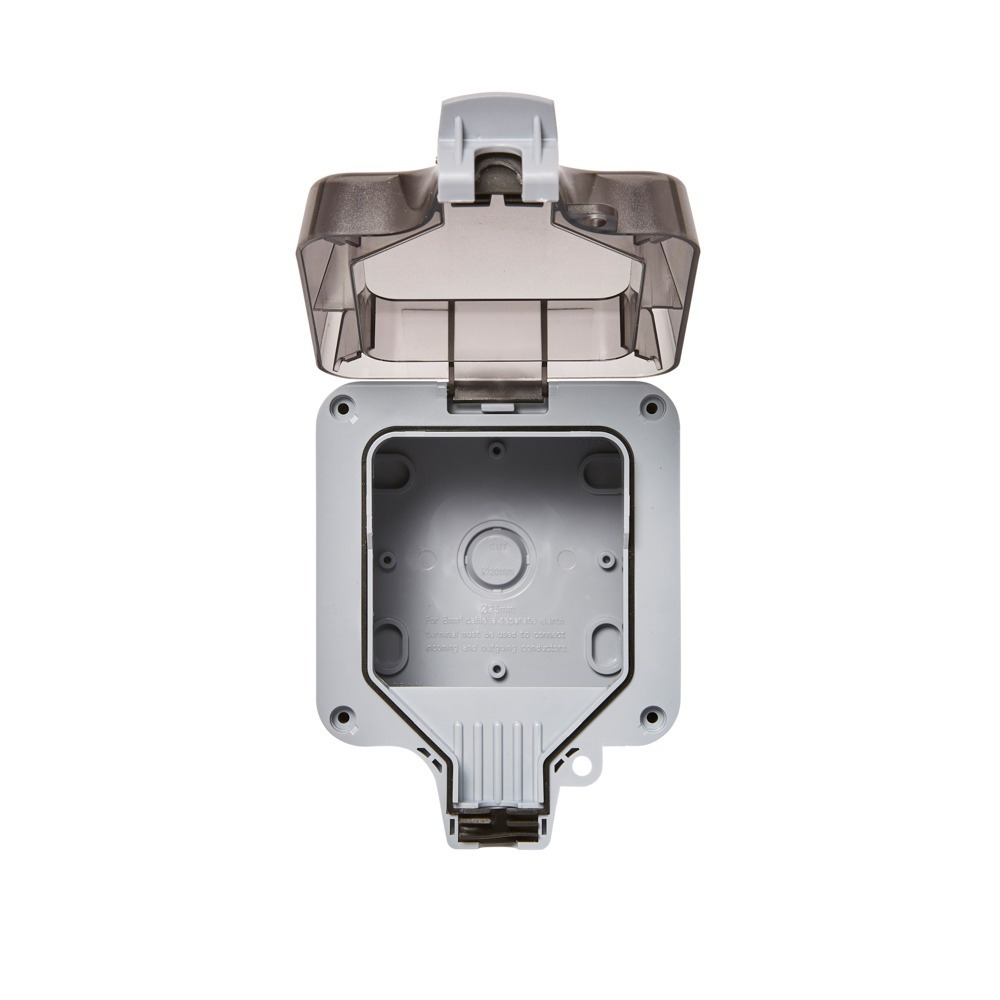 IP66 Empty 1 Gang Outdoor Plug Socket Cover - Grey - image 1