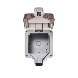 IP66 Empty 1 Gang Outdoor Plug Socket Cover - Grey - thumbnail 1