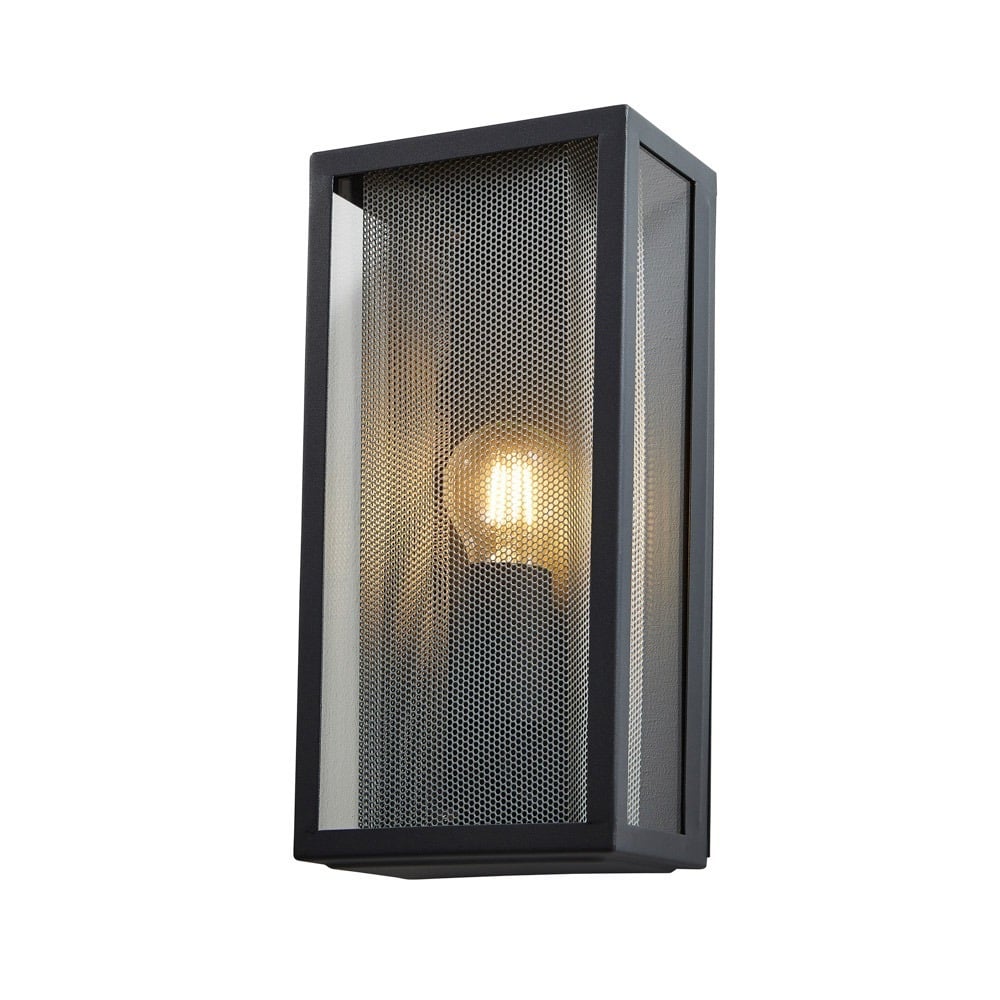 Merlin Outdoor Box Lantern Wall Light with Silver Mesh Insert - Anthracite - image 1