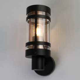 Fowler 1 Light Outdoor Wall Light with Brass Mesh - Black - thumbnail 2