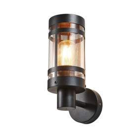 Fowler 1 Light Outdoor Wall Light with Brass Mesh - Black - thumbnail 1