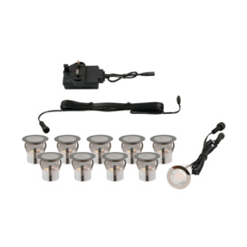 Pack of 10 Coleman 3cm Warm White LED Recessed Deck Lighting Kit - Stainless Steel