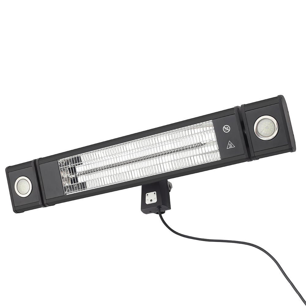 Rectangle 89cm 1800W Patio Radiant Wall Mounted Heater with 2 LED Lights - Black - image 1