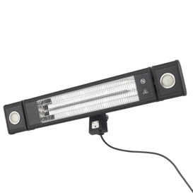 Rectangle 89cm 1800W Patio Radiant Wall Mounted Heater with 2 LED Lights - Black - thumbnail 1