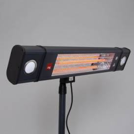 Rectangle 89cm 1800W Patio Radiant Wall Mounted Heater with 2 LED Lights - Black - thumbnail 2