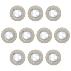 10 Pack of Circular Recessed Cool LED Kitchen Plinth and Outdoor Decking Light - Stainless Steel - thumbnail 1