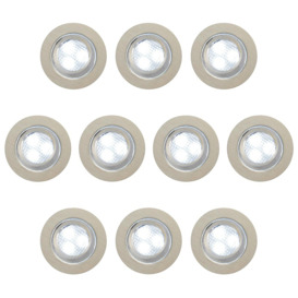 10 Pack of Circular Recessed Cool LED Kitchen Plinth and Outdoor Decking Light - Stainless Steel