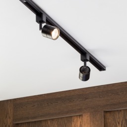1m Track Light Kit with 2 Soho Heads and LED Bulbs - Black - thumbnail 2