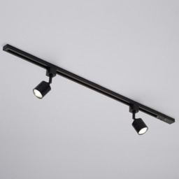 1m Track Light Kit with 2 Soho Heads and LED Bulbs - Black - thumbnail 3