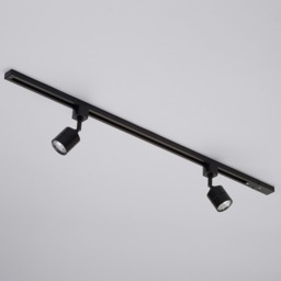 1m Track Light Kit with 2 Soho Heads and LED Bulbs - Black - thumbnail 4