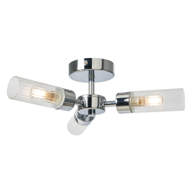 Mavis 3 Arm Semi Flush Bathroom Ceiling Light - Chrome - image 1