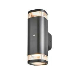 Ovat 2 Light Up & Down Outdoor Wall Light with Photocell Sensor - Black - thumbnail 1