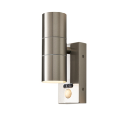 Kenn 2 Light Outdoor Up and Down Wall Light with PIR Sensor - Stainless Steel