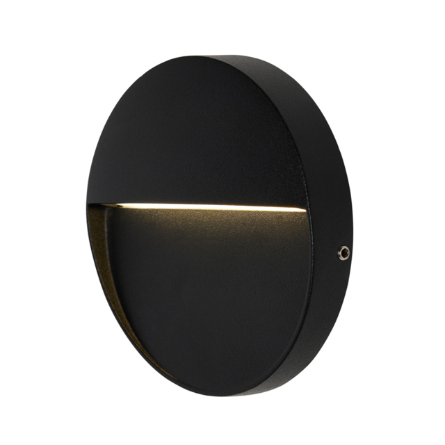 Rafi 11cm Round LED Outdoor Guide Wall Light - Black - image 1