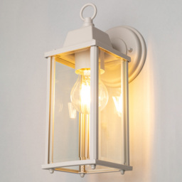 2 Pack of Colone Outdoor Lantern Bevelled Glass Wall Light - Dove Grey - thumbnail 3