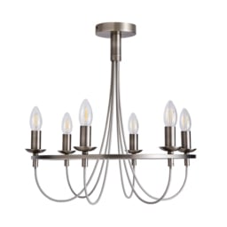 Fredericka 6 Light Semi Flush Ceiling Light - Pewter - thumbnail 1