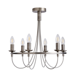Fredericka 6 Light Semi Flush Ceiling Light - Pewter