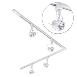 2 metre L Shape Track Light Kit with 4 Greenwich Heads and LED Bulbs - White