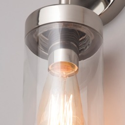 Reeth Outdoor Industrial Style Curved Arm Wall Light - Polished Steel - thumbnail 5