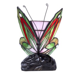 Tiffany by Tiff 1 Light Butterfly Table Lamp - Red and Black - thumbnail 3