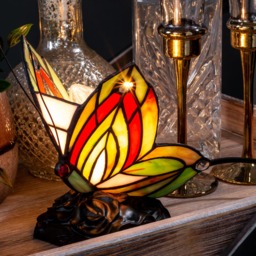 Tiffany by Tiff 1 Light Butterfly Table Lamp - Red and Black - thumbnail 7