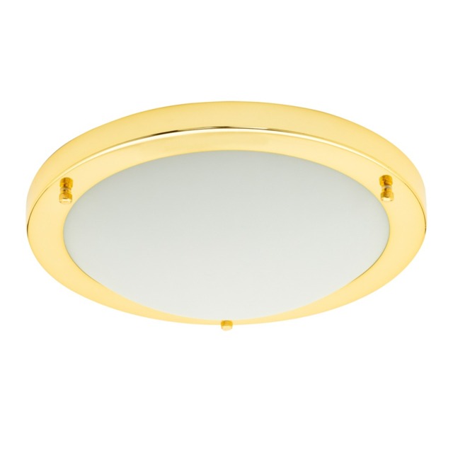 Mari Large Flush Bathroom Ceiling Light - Brass - image 1