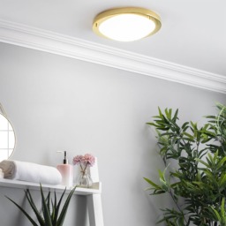 Mari Large Flush Bathroom Ceiling Light - Brass - thumbnail 5