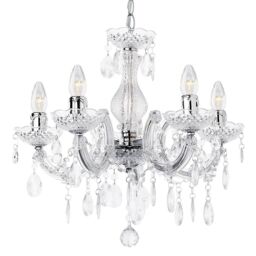 Marie Therese Chandelier 5 Light Dual Mount - Chrome