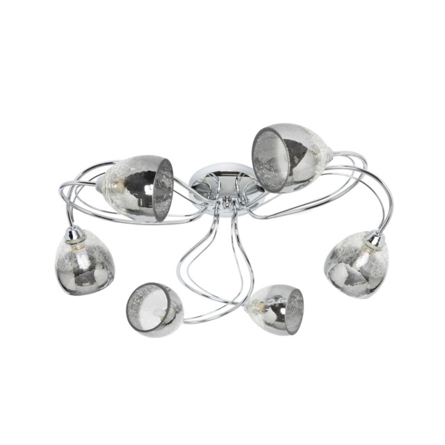 6 Light Semi Flush Ceiling Light with Glass Shades - Chrome - image 1