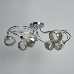 6 Light Semi Flush Ceiling Light with Glass Shades - Chrome - thumbnail 3