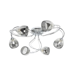 6 Light Semi Flush Ceiling Light with Glass Shades - Chrome - thumbnail 1