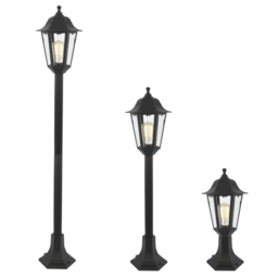 Neri Outdoor Adjustable Height Lamp Post Lantern - Black - thumbnail 2