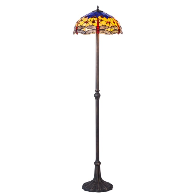 Tiffany by Tiff 2 Light 40cm Dragonfly Floor Lamp - Antique Brass - image 1