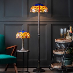 Tiffany by Tiff 2 Light 40cm Dragonfly Floor Lamp - Antique Brass - thumbnail 7