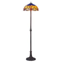 Tiffany by Tiff 2 Light 40cm Dragonfly Floor Lamp - Antique Brass - thumbnail 1