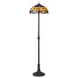 Tiffany by Tiff 2 Light 40cm Dragonfly Floor Lamp - Antique Brass - thumbnail 2