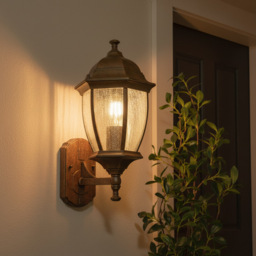 Deonte Large Seeded Glass Outdoor Lantern Wall Light - Bronze - thumbnail 8