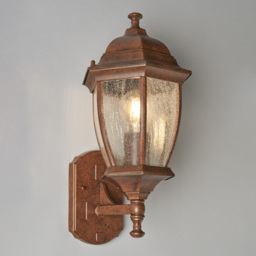 Deonte Large Seeded Glass Outdoor Lantern Wall Light - Bronze - thumbnail 2