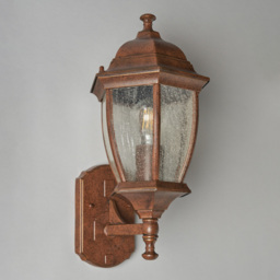 Deonte Large Seeded Glass Outdoor Lantern Wall Light - Bronze - thumbnail 3