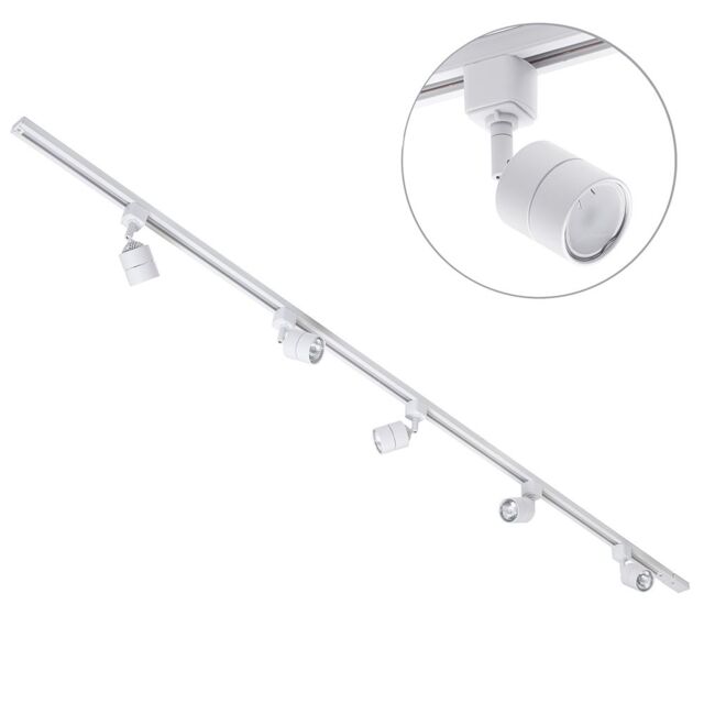 2 metre Track Light Kit with 5 Soho Heads and LED Bulbs - White