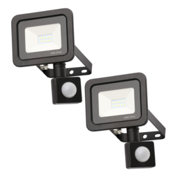 2 Pack of Langton Outdoor LED 10 Watt Slimline Wired Flood Lights with PIR Sensor - Black