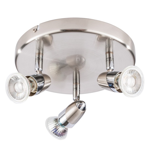 Ronja 3 Light Ceiling Spotlight Plate with LED Bulbs - Chrome - image 1