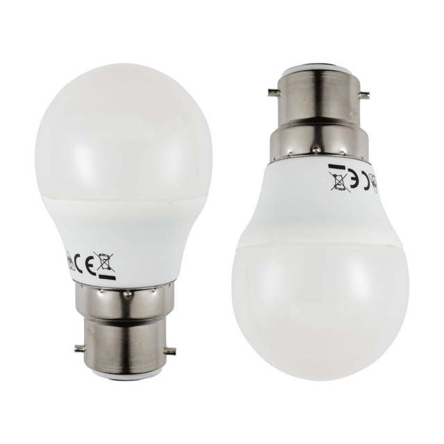 2 Pack of 6 Watt LED B22 Bayonet Cap Golf Ball Light Bulb - Warm White - image 1