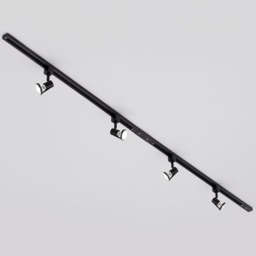 2 metre Track Light Kit with 4 Harlem Heads and LED Bulbs - Black - thumbnail 2