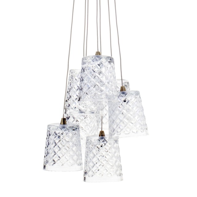 Aston 7 Light Cluster Pendant Light with Whisky Glass Shades - Antique Brass - image 1