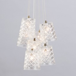 Aston 7 Light Cluster Pendant Light with Whisky Glass Shades - Antique Brass - thumbnail 2