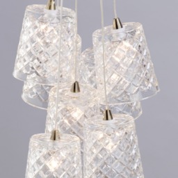 Aston 7 Light Cluster Pendant Light with Whisky Glass Shades - Antique Brass - thumbnail 4