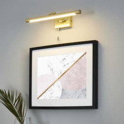 IP44 Rated Picture Wall Light with Pull Cord - Satin Brass - thumbnail 6