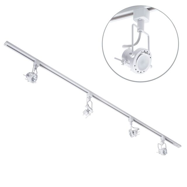 2 metre Track Light Kit with 4 Greenwich Heads and LED Bulbs - White - image 1